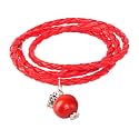 EVELYN BROOKS Adjustable Leather UNISEX Band Charm Bracelet (Multiple Styles) w/Meaningful Good Luck Huayruro Red &amp; Black Seed beads - Great gifts for HER &amp; For HIM