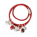 Adjustable Leather UNISEX Band Charm Bracelet (Multiple Styles) w/Meaningful Good Luck Huayruro Red & Black Seed beads - Great gifts for HER & For HIM