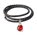 Adjustable Leather UNISEX Black Wrap Band Charm Bracelet w/Meaningful Good Luck Huayruro Red &amp; Black Seed beads - Great gifts for HER &amp; For HIM