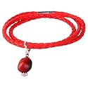 E B Evelyn Brooks Designs Adjustable Leather UNISEX Red Wrap Band Charm Bracelet w/Meaningful Good Luck Huayruro Red &amp; Black Seed beads - Great gifts for HER &amp; For HIM