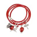 EVELYN BROOKS Adjustable Leather UNISEX Band Charm Bracelet (Multiple Styles) w/Meaningful Good Luck Huayruro Red &amp; Black Seed beads - Great gifts for HER &amp; For HIM