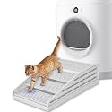 Adjustable Litter Box Step, Elevated Cat Ramp/Stairs with Filter Function, Anti-Tracking, Easy to Clean, Fits Automatic Litter Boxes, for Small & Elderly Cats, Non-Slip(White)