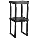 Svartur Adjustable Locker Shelf Organizer – Back to School Essentials Locker Organizer for Girls &amp; Boys – Expandable Height &amp; Width, Stackable, Durable– Fits Most Standard Lockers, Black, Pack of 2
