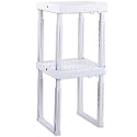 Svartur Adjustable Locker Shelf for School, Work & Gym Lockers – Expandable Width & Height, Stackable, Magnetic Support, Durable Locker Organizer Shelf Fits Standard Lockers, White, Pack of 2
