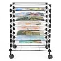 Adjustable Metal Art Drying Rack with 10 Removable Shelve for Painting, Drawings,Canvas,Mobile Painting Drying Rack,Art Storage Rack and Stack Rack for Classroom, Gallery,Art Studios