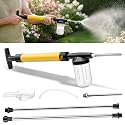 Adjustable Powder Duster with 4 FT Extension Pole, Manual Pump Sprayer for Diatomaceous Earth and Fine Garden Powder, Handheld Dispenser Tool for Home and Yard Maintenance (Yellow)