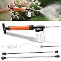 Adjustable Powder Duster with 4 FT Extension Pole, Manual Pump Sprayer for Diatomaceous Earth and Fine Garden Powder, Handheld Dispenser Tool for Home and Yard Maintenance (Orange)