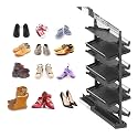 Adjustable Pull-Out Shoe Rack Organizer, Stackable Metal Shelf, Retractable Design &amp; Vertical Storage, Adjustable Height, Stainless Steel, for Small Bedroom Closet, Space Saving Storage