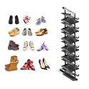 Adjustable Pull-Out Shoe Rack Organizer, Stackable Metal Shelf, Retractable Design &amp; Vertical Storage, Adjustable Height, Stainless Steel, for Small Bedroom Closet, Space Saving Storage
