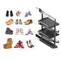 Adjustable Pull-Out Shoe Rack Organizer, Stackable Metal Shelf, Retractable Design &amp; Vertical Storage, Adjustable Height, Stainless Steel, for Small Bedroom Closet, Space Saving Storage