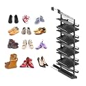 Adjustable Pull-Out Shoe Rack Organizer, Stackable Metal Shelf, Retractable Design &amp; Vertical Storage, Adjustable Height, Stainless Steel, for Small Bedroom Closet, Space Saving Storage