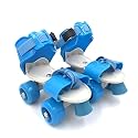 Adjustable Quad Roller Skates for Kids & Beginners | Indoor & Outdoor Roller Shoes with Adjustable Size 18-23 cm | Safe Strap & Lace Closure Skating Shoes for Boys & Girls (Red) (Blue)