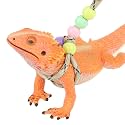 Adjustable Reptile Training Lead Harness Leash Nylon Rope for Lizard Crested Gecko Chameleon Guinea Pig Ferrets Hamster Rats (Brown)