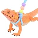 Adjustable Reptile Training Lead Harness Leash Nylon Rope for Lizard Crested Gecko Chameleon Guinea Pig Ferrets Hamster Rats (Fluorescence)