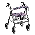 Adjustable Rollator Walker Seat and Backrest Covers Pink Hibiscus Palm Accessories for Rollator Walkers Pattern Protect Walker Seats Covers for Ladies