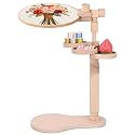 Adjustable Rotating Embroidery Hoop Stand - Beech Wood Holder with Storage Trays, Hands-Free Lap Design for Cross Stitch &amp; Craft Needlework