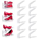 Adjustable Shoe Slots Organizer,10PACK Transparent Shoe Stackers Shoe Rack Holder Shoe Space Savers Double Layer Stack Shoe Racks for Closet Organization(Transparent)
