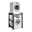 Adjustable Stacking Kit Convenient Over Washer Stora Unit for Laundry Front Load Washer & Dryer Portable Rack 400Kg Capacity/Black e+Black