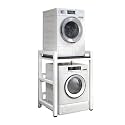 Adjustable Stacking Kit Convenient Over Washer Stora Unit for Laundry Front Load Washer &amp; Dryer Portable Rack 400Kg Capacity/Whit+Black