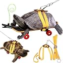 Adjustable Tortoise Leash and Funny Skateboard Set with Curly Grass Decor, Harness and Training Skateboard for Turtle Bearded Dragon Pet Toys(fit for Turtles with a Back Length of 5.1-6.3'')
