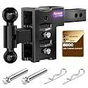 Adjustable Trailer Hitch for 2" Receiver 8000 LBS Towing Capacity, Tow Hitch with 5" Drop/Rise, Dual Ball Mount (2" &amp; 2-5/16") with Locking Hitch Pins, Drop Hitch for Trucks, RV, Towing