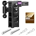 Adjustable Trailer Hitch for 2" Receiver 8000 LBS Towing Capacity, Tow Hitch with 10" Drop/Rise, Dual Ball Mount (2" &amp; 2-5/16") with Pintle Lock&amp;Locking Hitch Pins, Drop Hitch for Trucks