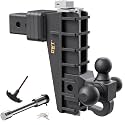 Adjustable Trailer Hitch with Hook, Tri-Ball (1-7/8" x 2" x 2-5/16") Drop Hitch, Fits 2.5-Inch Receiver, 8 Inch Drop Hitch, 18500 LBS GTW-Class 3 Tow Hitch for Heavy Duty Truck, Black, Solid