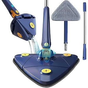 adjustable triangle cleaning mop with 360 rotatable stainless steel long handle - dry amp wet mop for floor windows and ceiling
