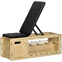 Adjustable Weight Bench with Dumbbell Rack - Compact Workout Bench with Storage Compartment, Space Saving Incline Decline Sit Up Bench for Small Spaces & Beginners, Includes Resistance Bands