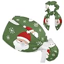 Adjustable Winter Blue Snowflake Surgical Scrub Cap with Button, Ponytail Pouch, Sweatband for Women with Bow Hair Scrunchy