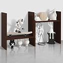 Adjustable Wooden Desktop Bookshelf, Expandable Office Storage Rack, Modern Rectangular Design, Engineered Wood, Glossy Finish (Brown)