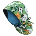 Satin Lined Adjustable Scrub Cap with Ponytail Pocket, Nurse Hat with Sweatband &amp; Buttons, Soft and Wrinkle-Resistant Surgical Cap for Long Hours in Hospital, Kitchen, Salon, or Lab