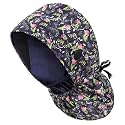 Satin Lined Scrub Cap for Women, Bouffant Nurse Cap with Sweatband and Buttons, Adjustable Surgical Hat for Curly Hair, Braids, Long Hair and Buns, Stellar Surge