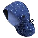 Satin Lined Scrub Cap for Women, Bouffant Nurse Cap with Sweatband and Buttons, Adjustable Surgical Hat for Curly Hair, Braids, Long Hair and Buns, Zodiac Signs