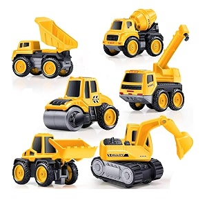 adkd diy activity construction vehicle play set assembly construction toys trucks play set for kids pack of 6 vehicle yellow