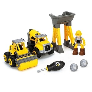 adkd diy activity construction vehicle play set assembly construction toys trucks play set for kids set of 2 vehicle and 5 equipment