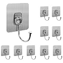 Double Sided Self Adhesive Wall Sticker/Hook/Adhesive Hooks/Self Adhesive Hook, Waterproof and Oil-Proof, Trace-Less Transparent PVC Sticker for Hanging (Pack of 10)