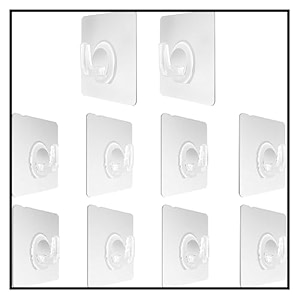 10pcs transparent seamless self adhesive hook waterproof key towel hanger holder strong sticking wall hook without drillingplastic hooks for kitchen bathroom door wall living room