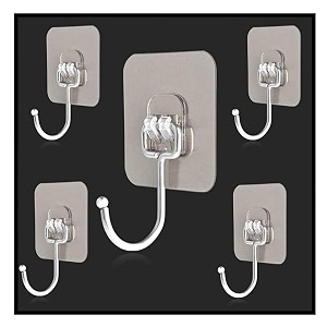 double sided self adhesive wall stickerhookadhesive hooksself adhesive hooks waterproof and oil-proof trace-less transparent pvc sticker for hanging pack of 5