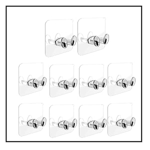 adhesive hook multi power plugs socket holdertransparent waterproof wall hooks for kitchen bathroom showerpack of 10