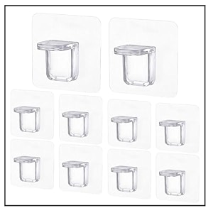 easy-install no-drill shelf support bracket - strong adhesive anti-slip plastic partition for home storage amp organization rack punch-freepack of 10