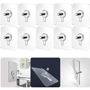 double sided self adhesive wall stickerhookadhesive hooksself adhesive hooks waterproof and oil-proof trace-less transparent pvc sticker for hanging pack of 10