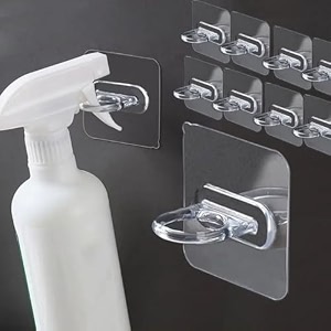 self adhesive wall ring hook sticker multi-functional round magic sticker ring hooks transparent punch-free hanging wall hooks 10pc curtain pipe sticker