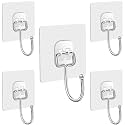 Stainless Steel Self Adhesive Wall Hook Stick On Wall Hanging Waterproof Transparent Hook for Kitchen, Bathroom Door Clothes Holder, Utility Hanging, Storage, Oil-Proof (Pack of 5)