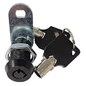Tubular Cam Lock, Keyed Alike Removable Key (1 Inch 90°, Black Pack of 1)
