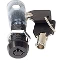 Tubular Cam Lock, Keyed Alike Removable Key RV Compartment Storage Lock Cabinet Locks (Black Pack of 1, 1-1/8 Inch 90°)