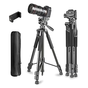 adofys 70 aluminium tripod for phone with travel bag and phone holder operating height 70 inch  maximum load capacity upto 5kg  compatible with all cameras cell phones projector webcam