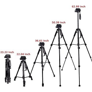 adofys 3590 aluminum tripod 63-inch universal lightweight tripod with mobile phone holder mount amp carry bag for all smart phones gopro cameras
