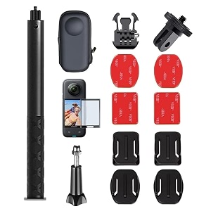 adofys accessory kit compatible with insta360 one x3 with invisible selfie stick portable case screen protector and adhesive mounts