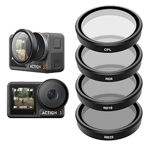 adofys lens filter set for dji action 5pro43 camera accessories 4-pack cpl nd32 nd16 nd8 polarizing neutral density hd filter lens protective protector cover for dji osmo action accessory